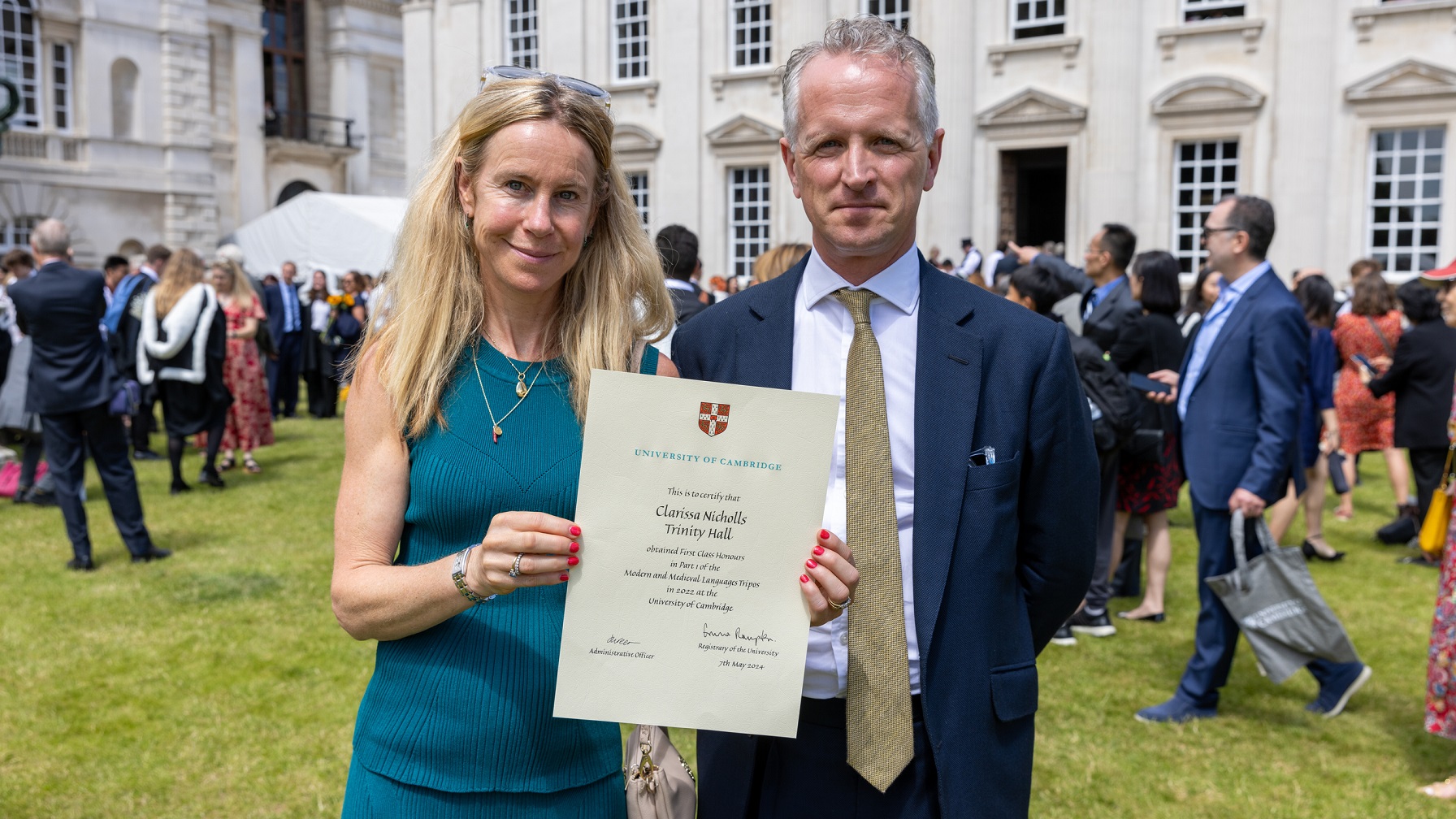 Famliy of Clarissa Nicholls collect her certificate