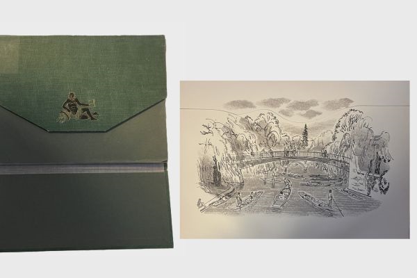 Binding of Bridges on the Backs, with a drawing of Garrett Hostel Bridge